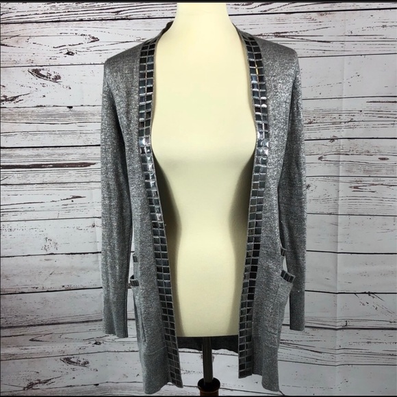 Cache metallic silver sparkly long cardigan - Picture 6 of 7